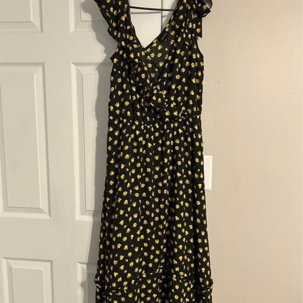 NWT Who What Wear Floral Ruffle Midi Dress Size L